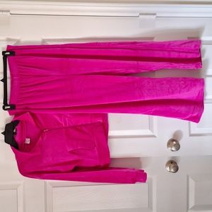 Hot Pink velour sweatsuit.